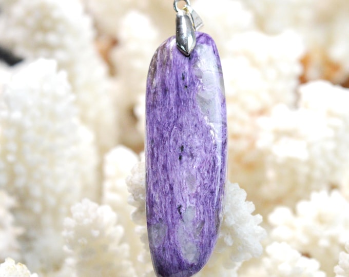 Charoite 64 carats - pendentif cabochon pierre naturelle - Russie / FZ84