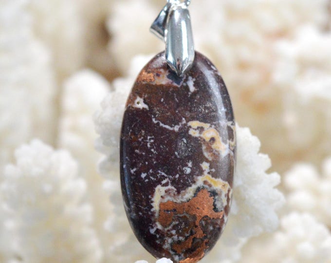 Native Copper & 34 Carat Dolomite - Natural Gemstone Cabochon Pendant - Michigan, USA / FU11