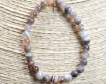 Bracelet - Natural agate - 6 mm beads - Brazil