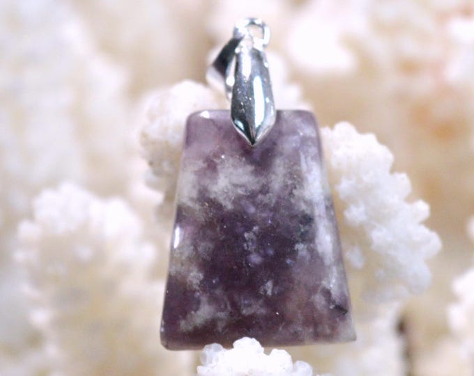24-carat Lepidolite - Natural Stone Cabochon Pendant - Brazil / FX95