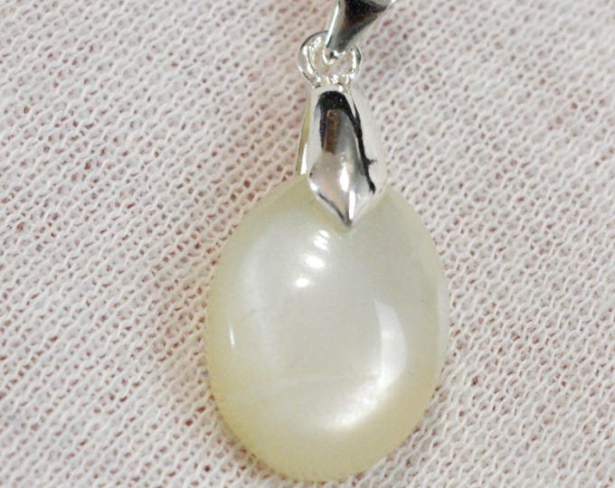 Pierre de lune blanche 16 carats - pendentif cabochon pierre naturelle - Tanzanie / FU65