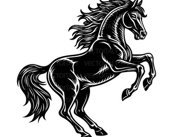 Standing Horse Svg, Prancing Horse Svg, Stallion. Vector Cut file for Cricut, Silhouette, Stencil, Pdf Png Eps Jpeg Svg