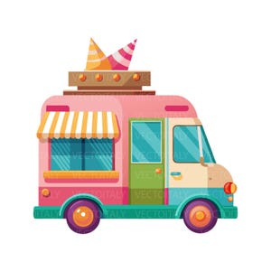 Ice Cream Truck SVG Cut File & Clipart