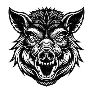 Wild zwijn, varken, scheermeskop, dier, boos, cartoon, universiteit, middelbare school, teamsport, mascotte, ontwerp, logo, SVG, PNG, clipart, vector