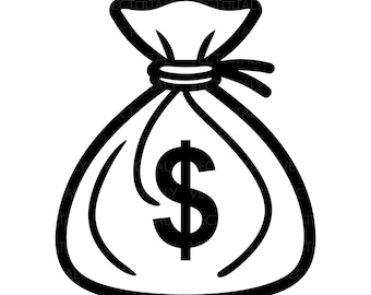 Money Bag Svg, Cash Money Svg, Vector Cut file for Cricut, Silhouette, Pdf Png Eps Jpeg, Decal, Sticker, Vinyl, Pin