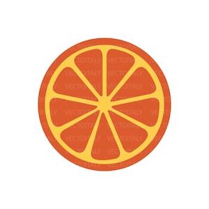 Puede incluir: Una rodaja de naranja con una capa exterior roja y una capa interior amarilla. La naranja está cortada en segmentos con una forma de estrella en el centro.