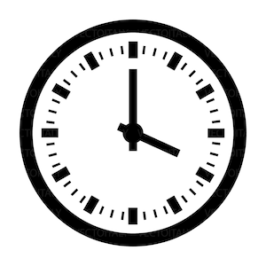 Klok geïllustreerd in vector en beschikbaar in SVG-, PDF-, Eps-, Png-, JPEG- en Ai-formaat en beschikbaar voor onmiddellijke download