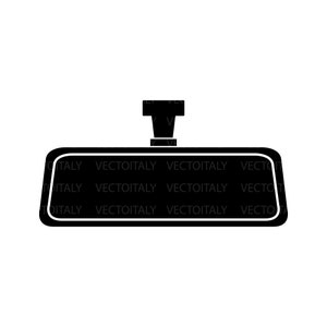 Peut inclure: Silhouette noire et blanche d'un rétroviseur de voiture. Le miroir est rectangulaire avec un sommet arrondi et un petit bouton sur le dessus.