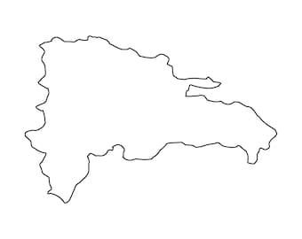 Map of Dominican Republic, Black White Detailed Solid Boundary Line Country Dominican Republic Map, Instant Digital