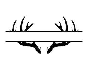 Antler Monogram Svg, Deer Antlers Svg, Split Name Frame Svg. Vector Cut file Cricut, Silhouette, Pdf Png Eps , Decal, Sticker, Vinyl, Pin