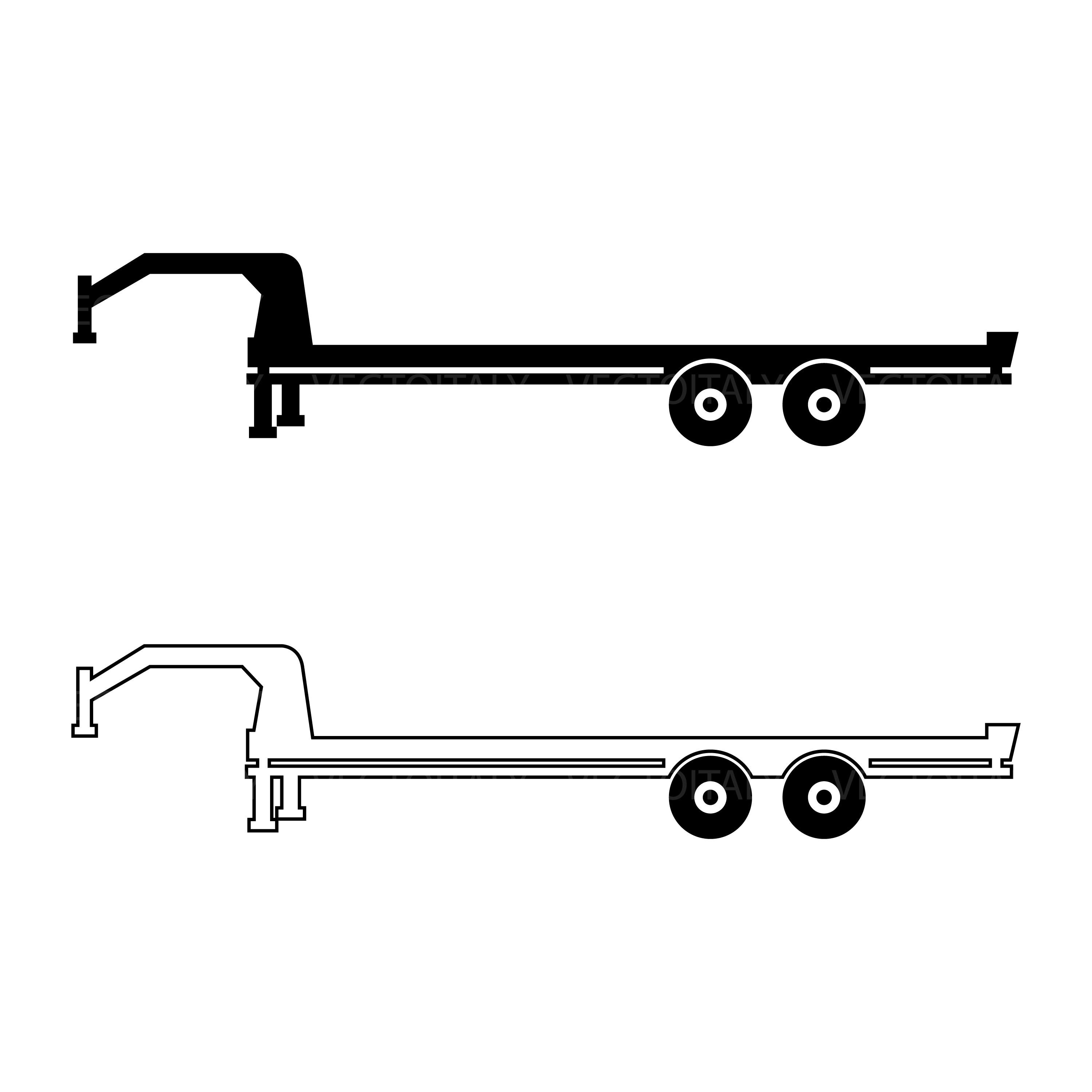 Flatbed Gooseneck Trailer SVG File -vector Clip Art Commercial/personal ...
