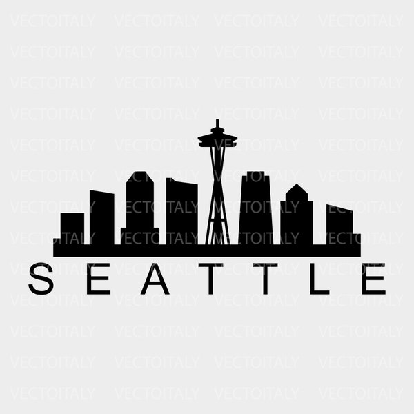 Skyline seattle illustrated in vector and available in SVG, Eps, JPG, Png and PDF format and available for instant download