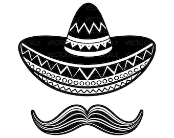 Sombrero SVG, Mustache svg, Cinco De Mayo SVG, sombrero cinco de mayo clipart, Mexican Hat Svg, Sombrero and Hat svg, Commercial Use Svg