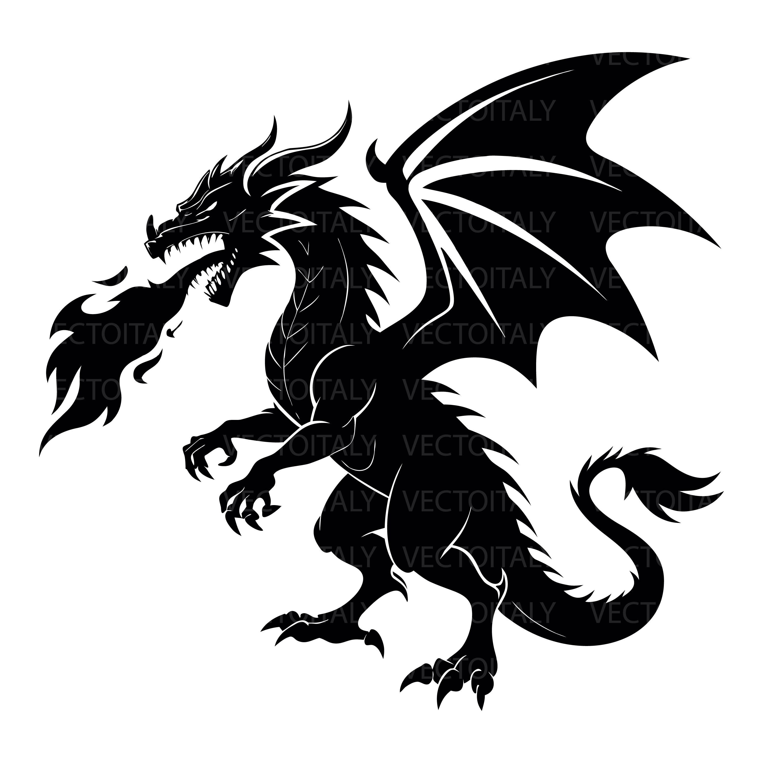 Fire Breathing Dragon SVG, Clipart Vector Files (digital Download) - Etsy