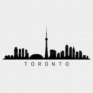 Die Skyline von Toronto ist als Vektor illustriert und im SVG-, Eps-, JPG-, PNG- und PDF-Format verfügbar und zum sofortigen Download verfügbar
