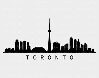 Toronto skyline illustrated in vector and available in SVG, Eps, JPG, Png and PDF format and available for instant download