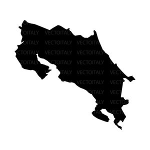 Costa Rica Karte SVG, Costa Rica Landesgrenze, schwarze Silhouette Ausschnitt Cricut Cut File Vektor, png jpg jpeg