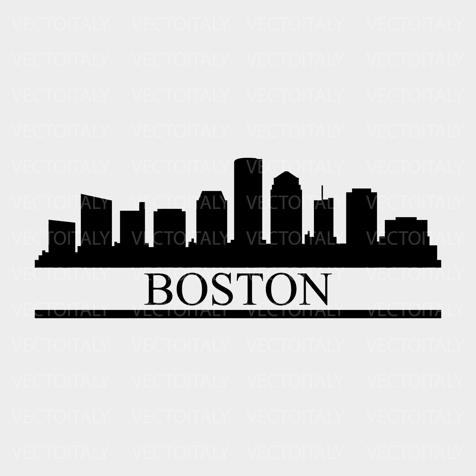 Skyline boston illustrated in vector and available in SVG | Etsy