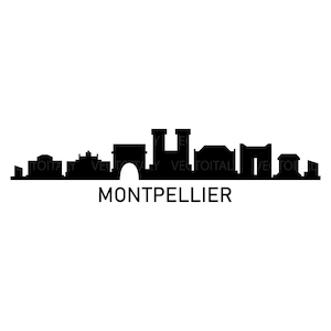 Montpellier skyline illustrated in vector and available in SVG, PDF, Eps, Png, JPEG and Ai format and available for instant download