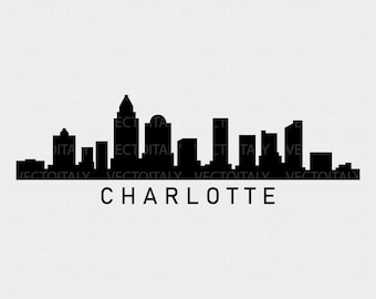 Skyline Charlotte illustrated in vector and available in SVG, PDF, Eps, Png, JPG and Ai format and available for instant download