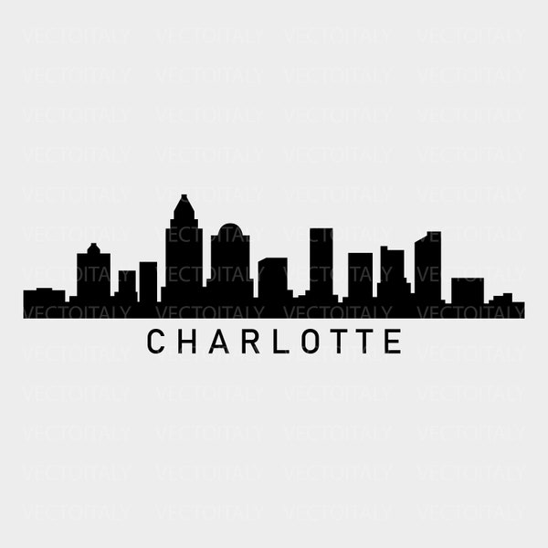 Skyline Charlotte illustrated in vector and available in SVG, PDF, Eps, Png, JPG and Ai format and available for instant download