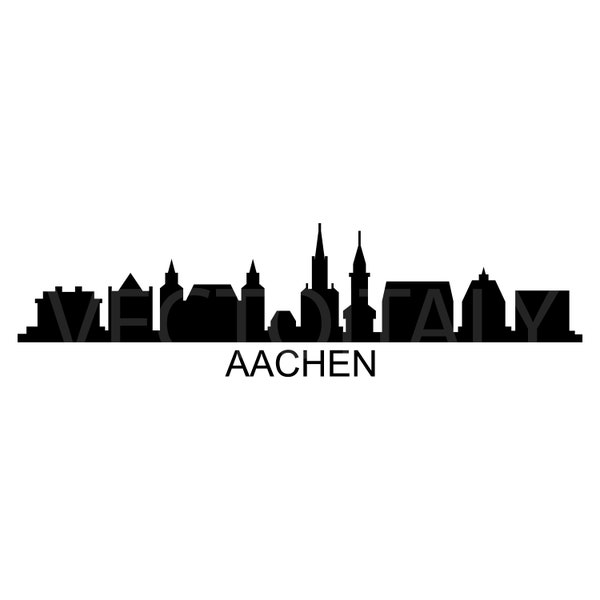 Skyline Aachen illustrated in vector and available in SVG, PDF, Eps, Png, JPG and Ai format and available for instant download