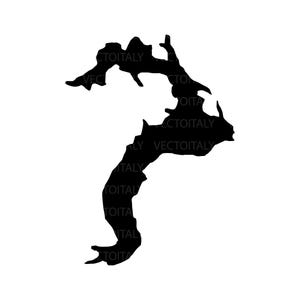 Lake Pend Oreille Idaho Mapa Forma Silueta svg png pdf eps vector diseño gráfico corte grabado archivo láser imagen ing barco lago casa