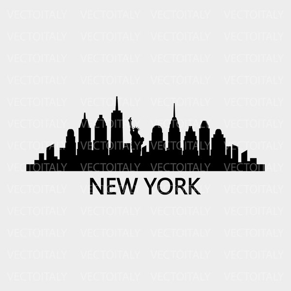 Skyline New York illustrated in vector and available in SVG, Eps, JPG, Png and PDF format and available for instant download