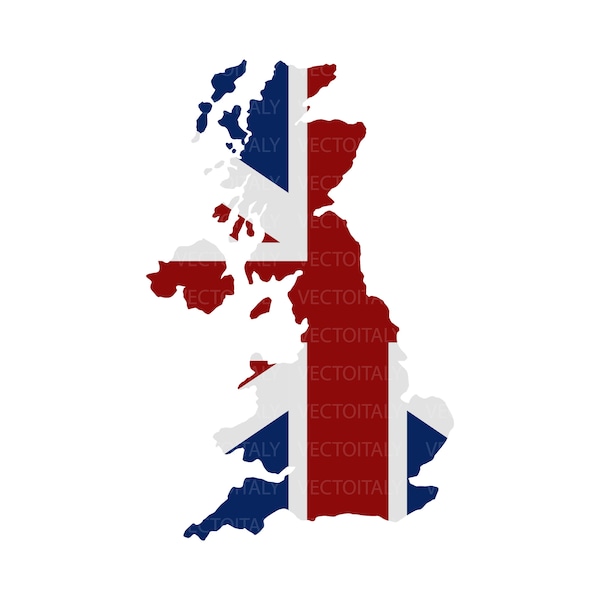 UK Flag Map SVG - United Kingdom Great Britain Northern Ireland British Isle English Union Jack Country, Cricut Cut File, eps ai