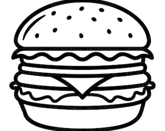 Cheeseburger SVG: Burger Cut File, Cheeseburger PNG, Cheeseburger Cricut, Burger Clipart, Burger Vector