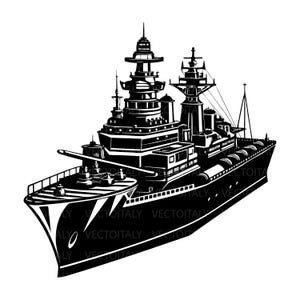 BattleShip SVG File - SVG Silhouette Clipart - SVG Image- Military ship svg Eps, Png ,Pdf - Clip Art- Battle ship Nautical svg