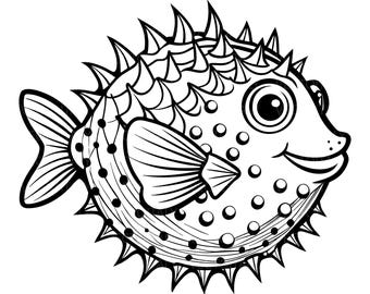 Puffer Fish SVG, Fish Svg, Puffer Fish Clipart, Puffer Fish Files for Cricut, Puffer Fish Cut Files For Silhouette, Png, Pdf