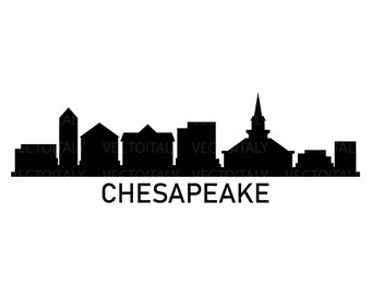 Chesapeake skyline illustrated in vector and available in SVG, PDF, Eps, Png, JPEG and Ai format and available for instant download