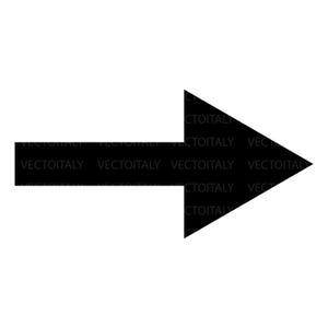 May include: A solid black arrow pointing to the right. The arrow is a simple geometric shape with a rectangular shaft and a triangular head. The text "VECTOITALY" is repeated along the shaft.