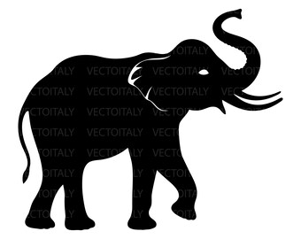Elephant Silhouette Clipart: SVG, PNG, PDF Files (Digital Download)