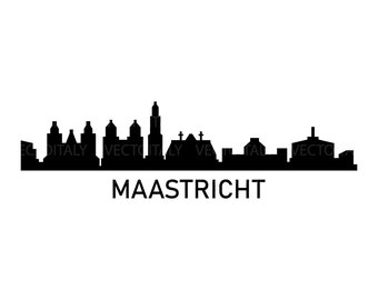 De skyline van Maastricht geïllustreerd in vector en beschikbaar in SVG, PDF, Eps, Png, JPEG en Ai formaat en beschikbaar voor directe download