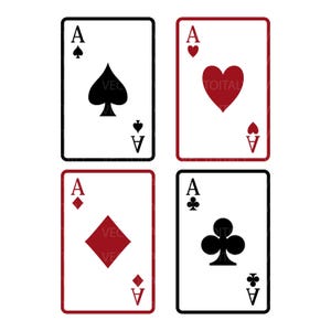 As de cœur SVG, As de pique SVG, As de carreau SVG, As de trèfle SVG, JPG, EPS, PDF, Png, Cartes de poker As à télécharger