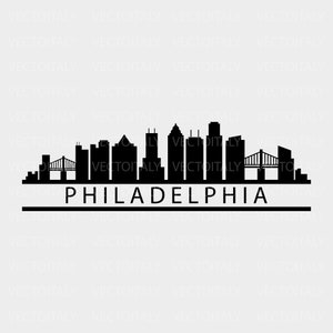 Skyline Philadelphia illustrated in vector and available in SVG, Eps, JPG, Png and PDF format and available for instant download