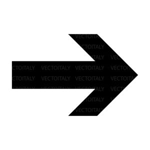 Può includere: Una freccia nera che punta verso destra, su sfondo bianco. Il corpo della freccia è riempito con il testo "VECTOITALY". Questa grafica è adatta a varie applicazioni di design.