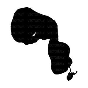 May include: A black silhouette of a landmass with a distinctive shape, possibly a map outline. The image has the text "VECTOITALY" repeated across the surface. The design is simple, with a solid black form against a white background.