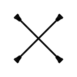 May include: Two black baton sticks crossed in an 'X' shape.