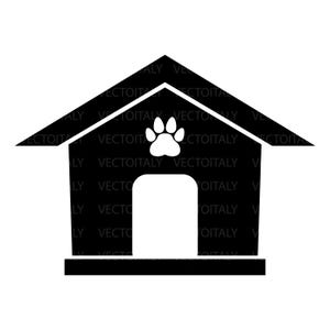 Domek dla psa SVG Clip Art Wytnij plik Sylwetka Natychmiastowe pobieranie cyfrowe pdf eps png jpg