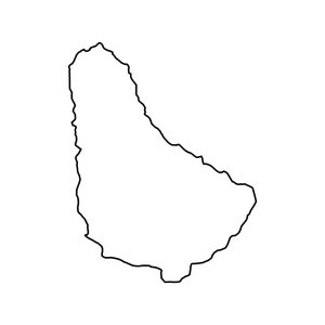Puede incluir: Un contorno en blanco y negro de la isla de Barbados.
