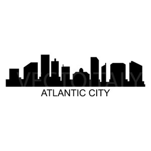 Skyline Atlantic City illustrated in vector and available in SVG, PDF, Eps, Png, JPG and Ai format and available for instant download
