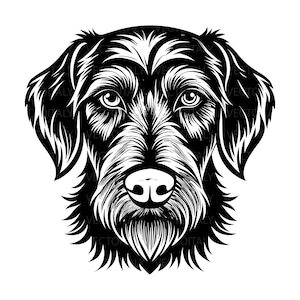 A stencil-style German Wirehaired Pointer Svg Pdf and Png files - instant digital downloads