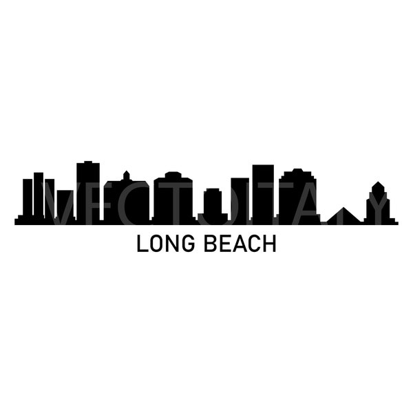 Skyline Long Beach illustrated in vector and available in SVG, PDF, Eps, Png, JPG and Ai format and available for instant download