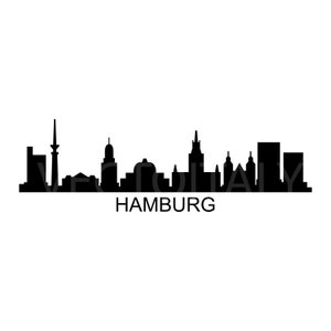 Skyline Hamburg illustrated in vector and available in SVG, PDF, Eps, Png, JPG and Ai format and available for instant download