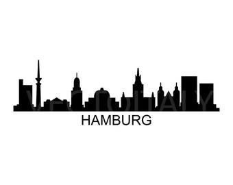 Skyline Hamburg illustrated in vector and available in SVG, PDF, Eps, Png, JPG and Ai format and available for instant download