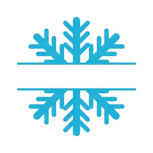 Può includere: Un design simmetrico di fiocco di neve blu chiaro su sfondo bianco. Il fiocco di neve è diviso orizzontalmente con una linea, creando spazio per il testo. Il design è una grafica vettoriale, ideale per prodotti a tema invernale.
