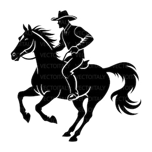 Original Cowboy on running, galloping horse, Male Rider, Western, Silhouette, Detailed High Quality, Cricut Cut, svg eps pdf pdf png Clipart